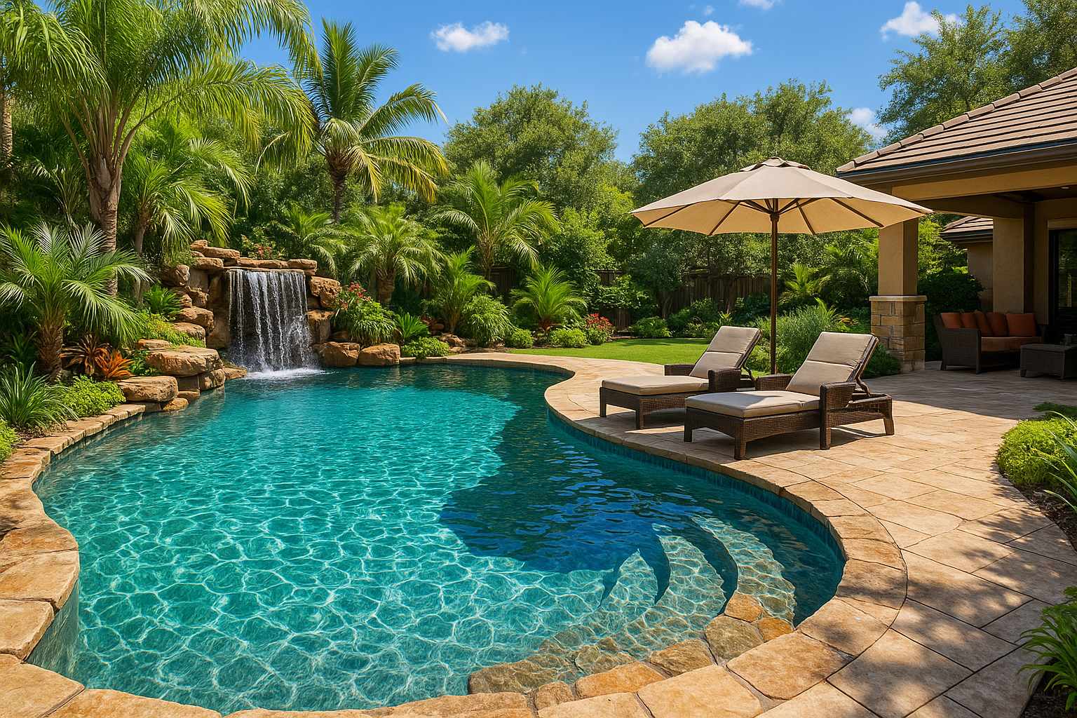 Clean sparkling residential pool in Florida sunshine